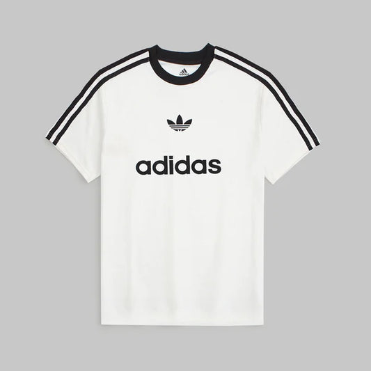 Pure white base with solid black contrast detailing.