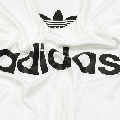 Pure white base with solid black contrast detailing.