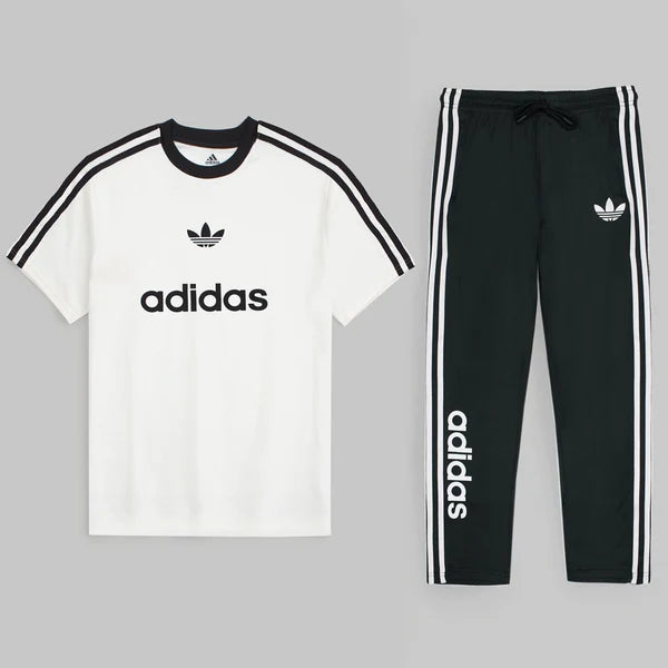 Pure white base with solid black contrast detailing.