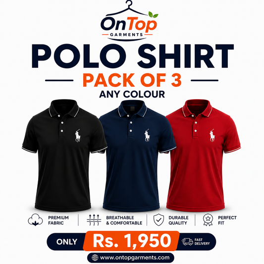 Premium Polo Shirts — Pack of 3