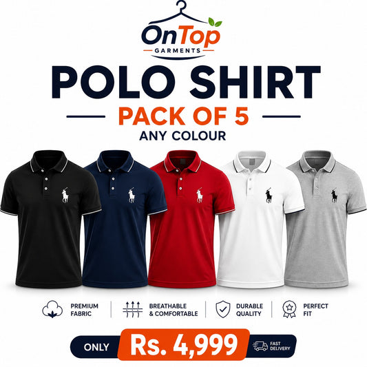 Premium Polo Shirts — Pack of 5